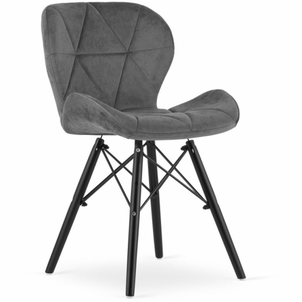 Leobert Sametová židle LAGO - šedé/černé nohy x 1