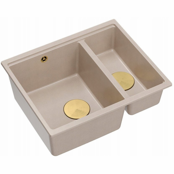 GraniteQ LOGAN 150 perleťově béžový dřez 56x46x22 cm 1,5-...