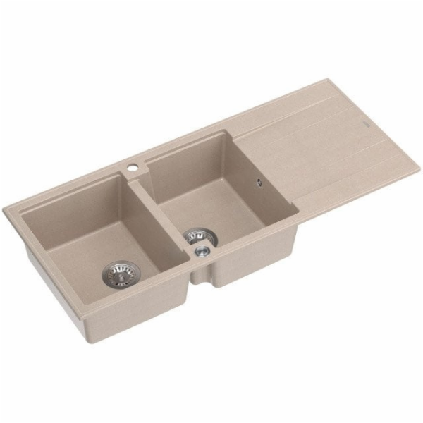 GraniteQ Dřez EVAN 121 se sifonem Push To Open, 2 dřezy, ...