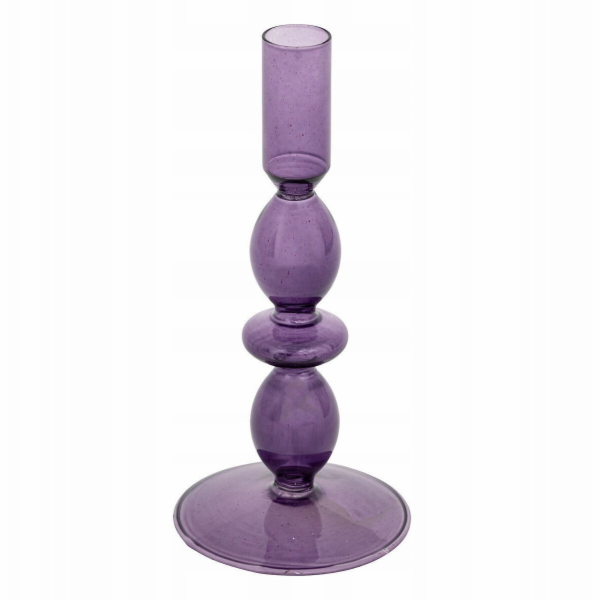 ATMOSPHERA Fialový skleněný svícen CRISTAL, 19,5 cm