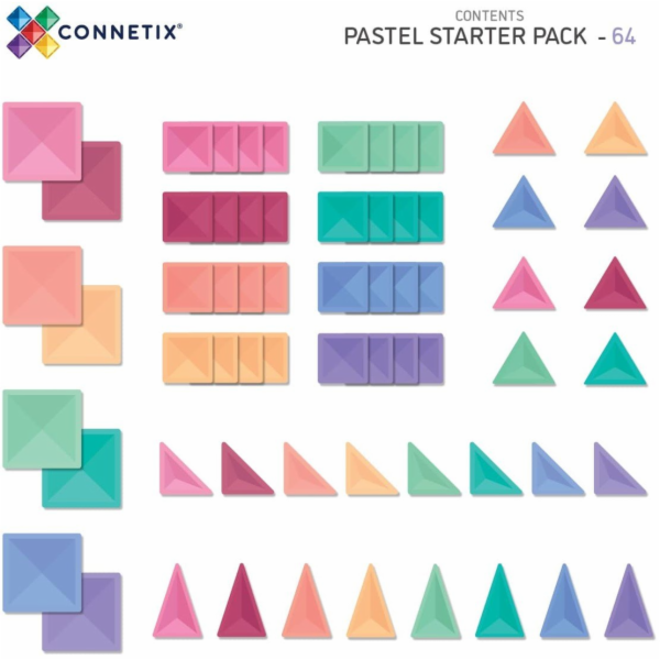 Trefl CONNETIX Pastel Starter Pack 64 ks magnetických kos...