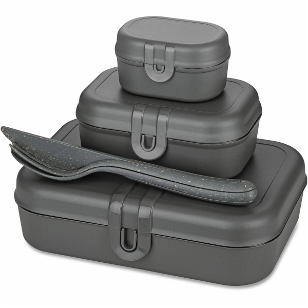 Koziol Svačinový box PASCAL READY, sada 3 nádob a příborů...