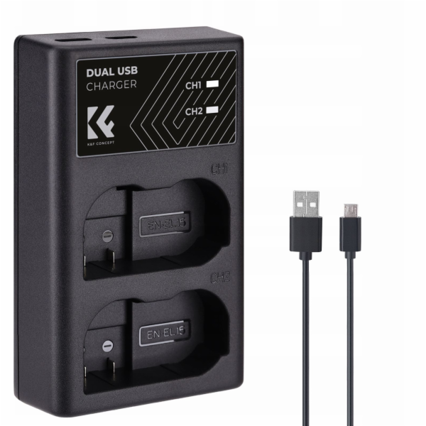 Kf Duální USB nabíječka pro Nikon EN-EL15 D7000 D7500 D85...