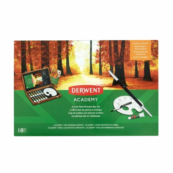 Derwent Sada 12 akrylových dřevěných krabiček