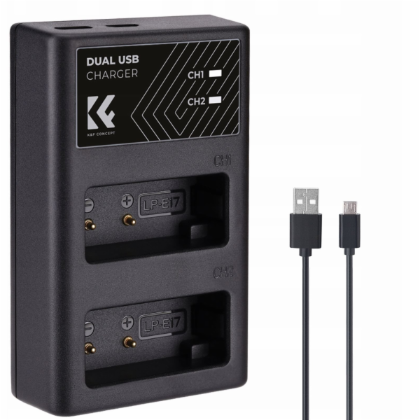 Kf Duální USB nabíječka pro LP-e17, LPE17, Canon Eos RP M...