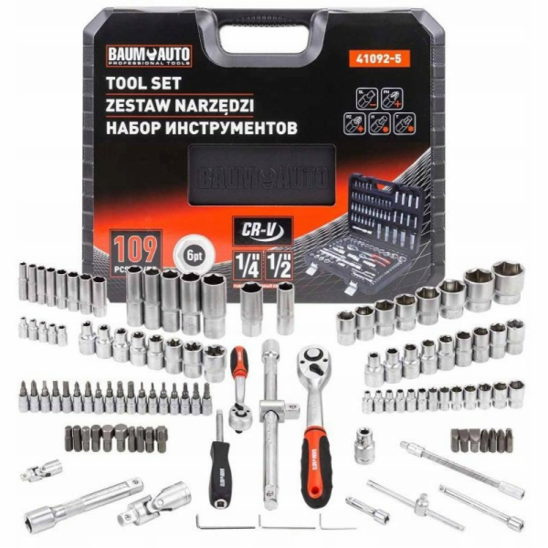 Rockforce Sada nářadí 1/2 a 1/4 109 dílů. (6stranný) (4–2...