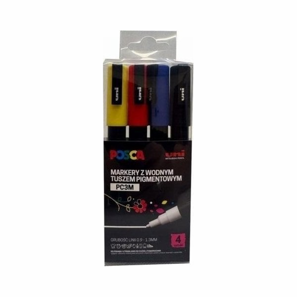 Uni Mitsubishi Pencil Popisovače plakátů PC-3M 4 barvy PO...
