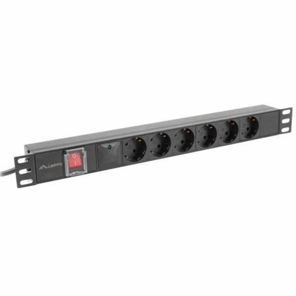 Lanberg Prodlužovací rackový PDU 19 1U 16A 6x SCHUKO 2M Č...
