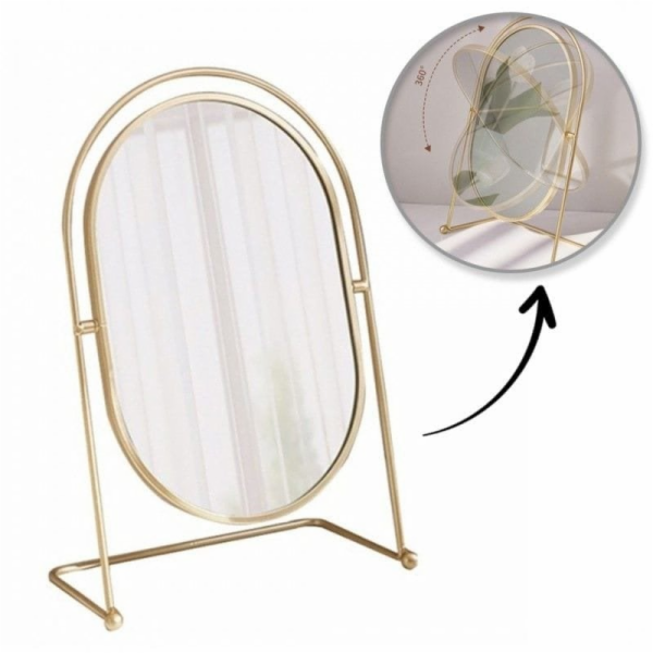 eCarla Stojací kosmetické zrcátko, zlaté, XL, jednostrann...