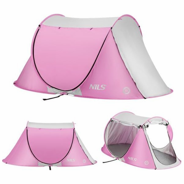 Nils Extreme Plážový stan NC3043 Růžový, samorozkládací