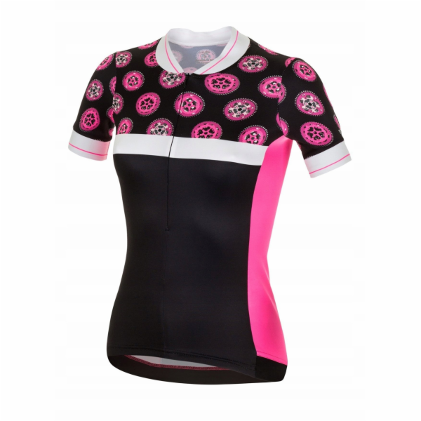 RH+ Dámský cyklistický dres zeroPreppy W ČERNÁ/NEFLUO RŮŽ...