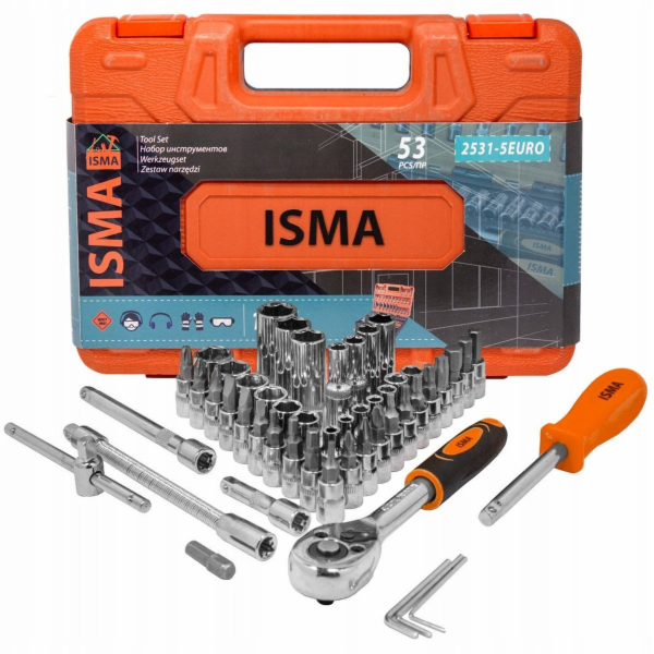 Isma Sada nářadí s bity 1/4" v 53dílné kazetě