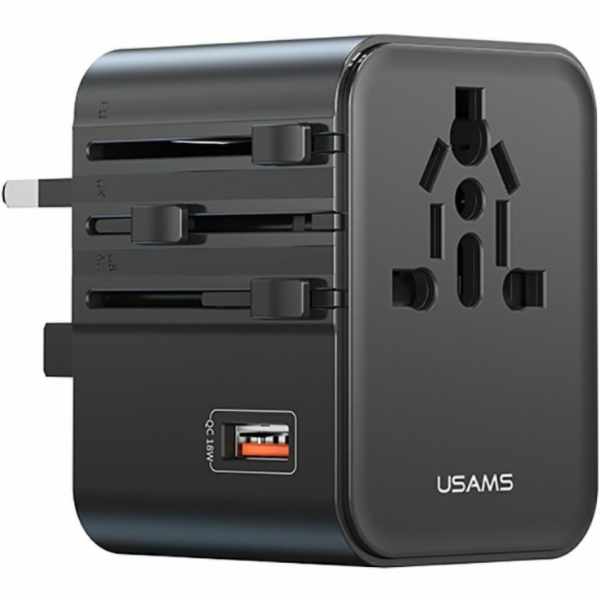 Usams Cestovní nabíjecí adaptér CC309 2xUSB-C 25W 4v1 US/...