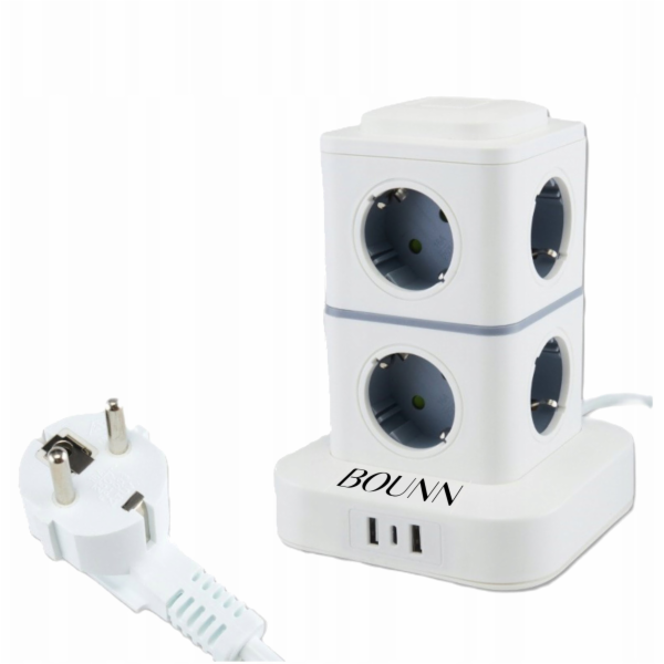 Bounn Přepěťová ochrana prodlužovací kabel, 11 zásuvek, 3...