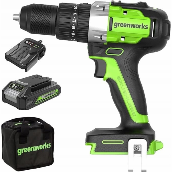 Greenworks 24V vrtačka-šroubovák GD24DD60K2 sada nabíječk...