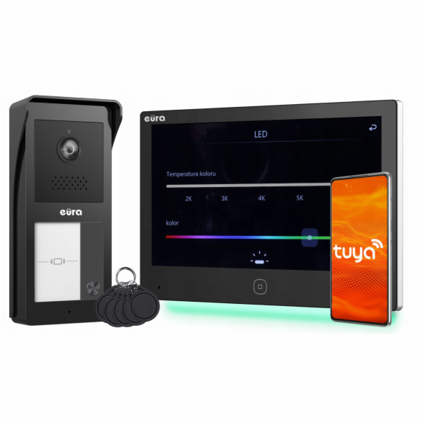 Eura Dvouvodičový video interkom VDP-49A3-2TY černý Tuya