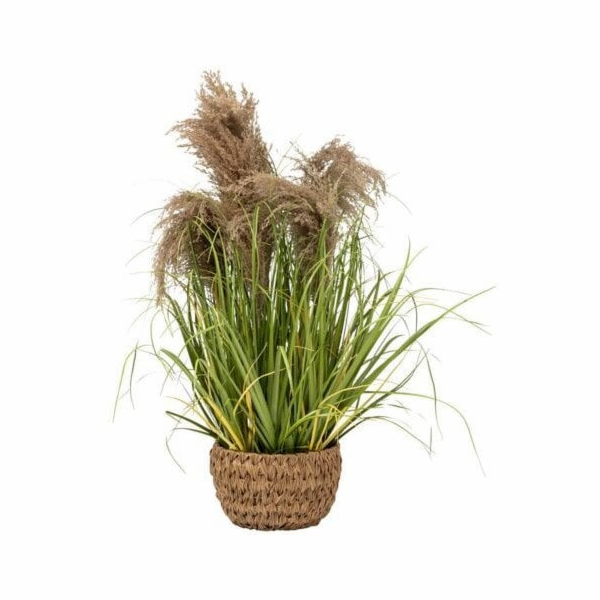 Atmosphera Umělá tráva MAXIME v proutěném květináči, 80 cm