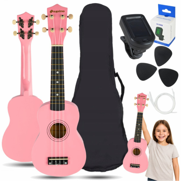 LUNA GUITARS SUPRIMO UK21 SET PK sopránové ukulele 21 růžová