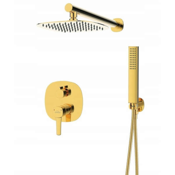 Invena Sprchová souprava s dešťovou sprchou Glamour, zlat...