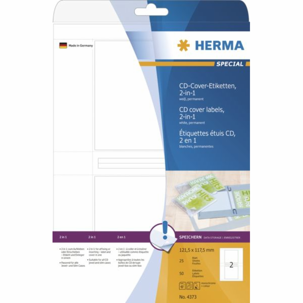 Herma Samolepicí etikety 4373 na balení CD, 121 x 117,5 m...