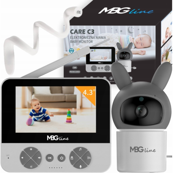 Mbg Line Bezdrátová otočná dětská chůvička s HD obrazovko...