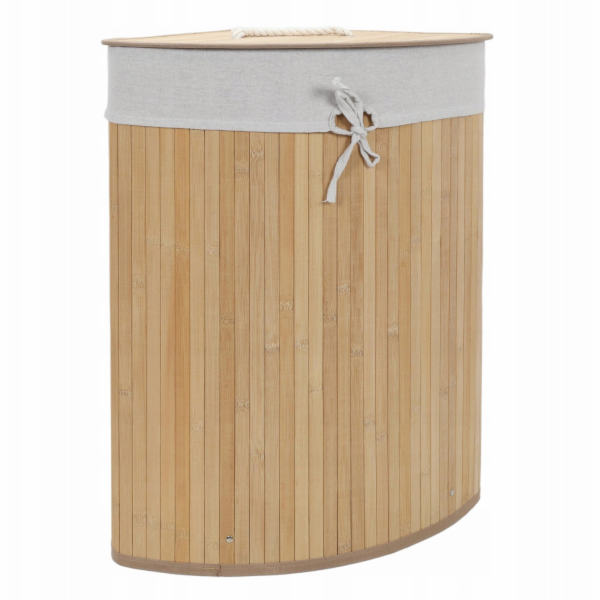Gockowiak Rohový koš na prádlo s víkem, bambus, 60 l