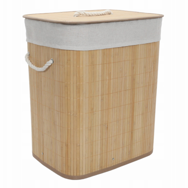 Songmics Bambusový koš na prádlo s odnímatelným vakem, 60 l