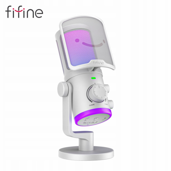 Fifine Studiový kondenzátorový mikrofon AM6W s RGB potlač...