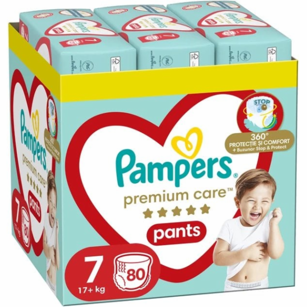 Pampers Plenkové kalhotky Premium Care 7, 17+ kg, 80 ks.
