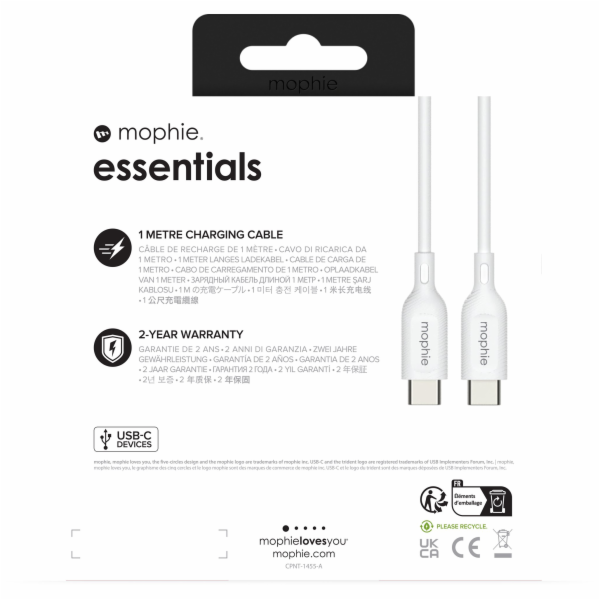 Zagg Kabel USB-C - USB-C 1 m bílý (409913177)