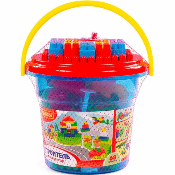 Polesie 68dílné kostky Maxi stavitelé v kbelíku modré bar...