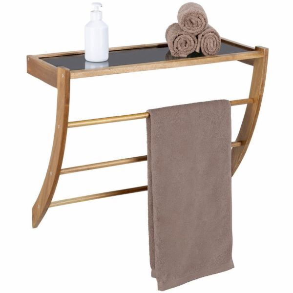 Wenko Dřevěná koupelnová police s tyčí FONDI