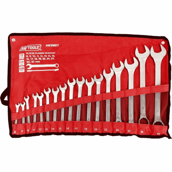 AWTools 17dílná sada očkoplochých klíčů, 8 mm-32 mm, matn...