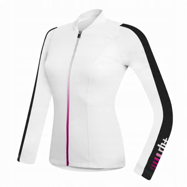 RH+ Dámský cyklistický dres zeroSpirit LS FZ, bílo-černý - S