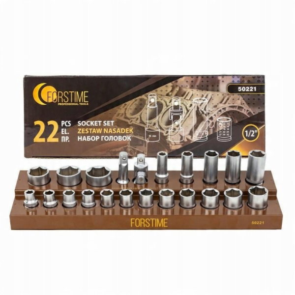 Forcekraft Sada 1/2 nástrčných klíčů, 22 kusů (6hranných)