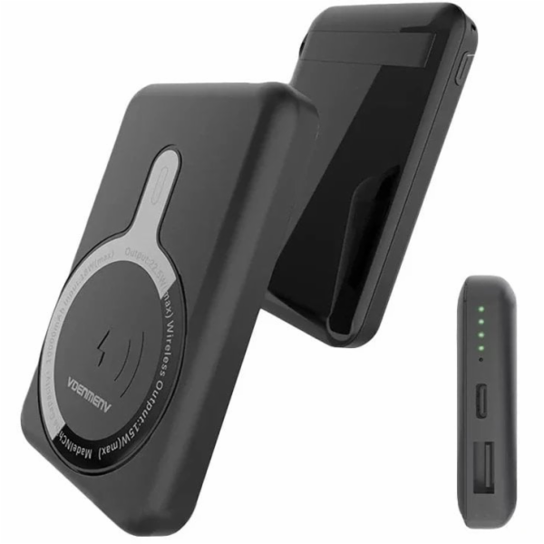 Denmen Bezdrátová powerbanka PD+ MagSafe 10000mAh 15W, černá