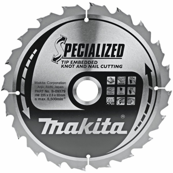 Makita MAKITA KRUHOVÁ PILA 235x30x20Z SPECIALIZED
