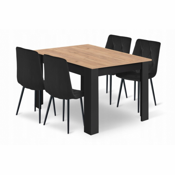 Malys Group Sada stolu NP 120x80 Craft Black + 4 židle LI...