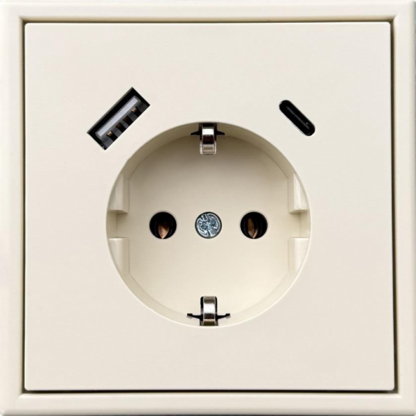 Zásuvka a USB A+C nabíječka LIREGUS MODER, písková