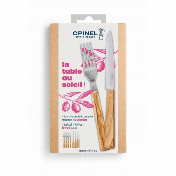 Opinel Sada 4 nožů a 4 vidliček Olive 003209