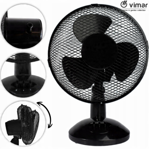 UN STOLNÍ VENTILÁTOR 23 CM ČERNÝ