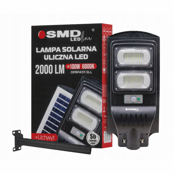 UN LED SOLÁRNÍ POULIČNÍ LAMPA 100W 10AH 6000K 2000LM + DRŽÁK