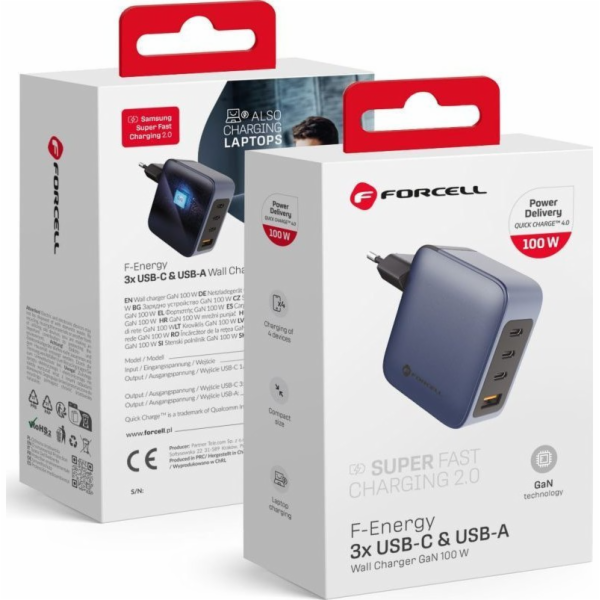 ForCell Nabíječka VT-46 1x USB-A 3x USB-C 5A