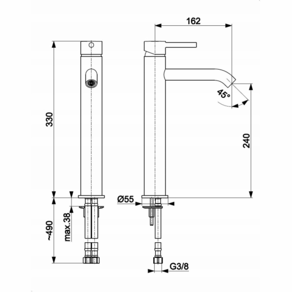 KFA Umyvadlová baterie Moza na desku, kartáčovaná měď PVD...