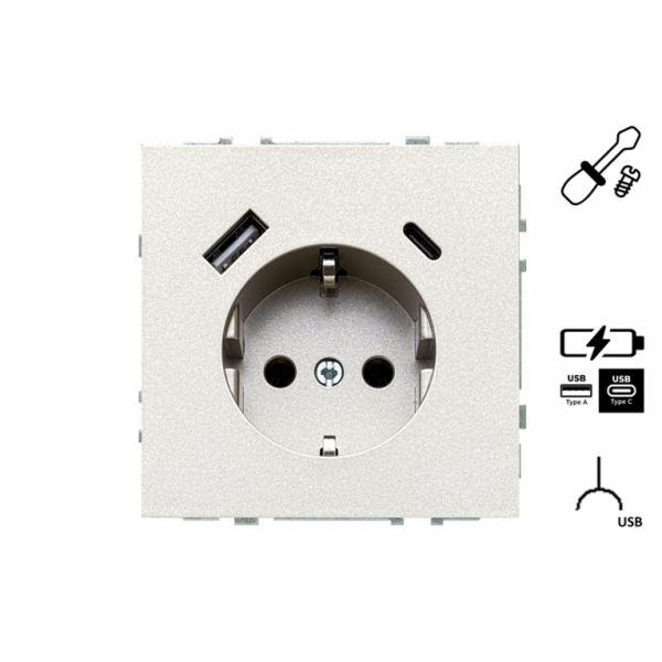 Zásuvka a USB A+C nabíječka LIREGUS MODERN, šampion.