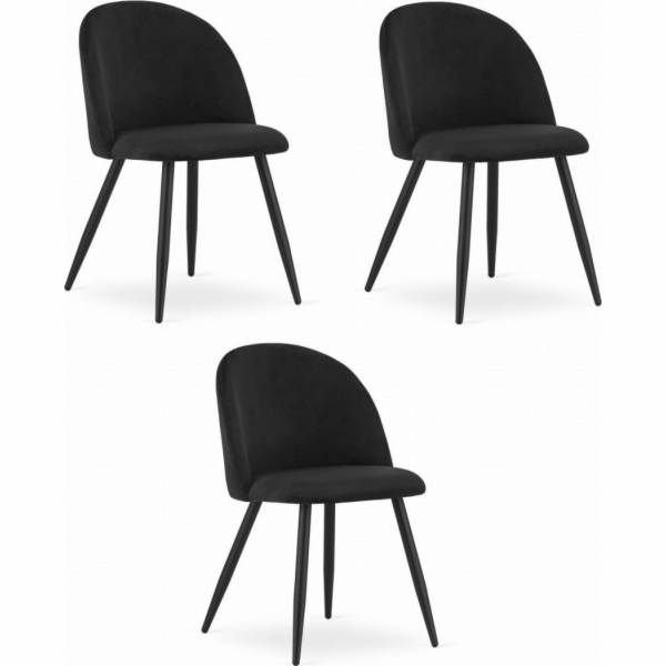 Leobert Židle BELLO - černý samet / černé nohy x 3