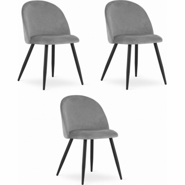 Leobert Židle BELLO - světle šedý samet / černé nohy x 3