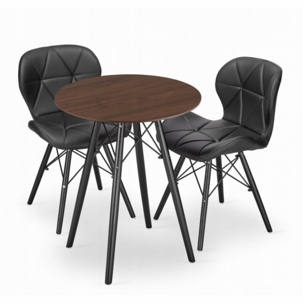 Leobert Sada kulatého stolu TODI 60 jasan + 2 černé židle...