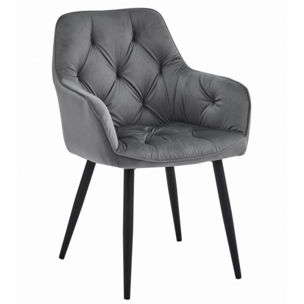 Leobert Židle JORK - tmavě šedý samet / černé nohy x 1