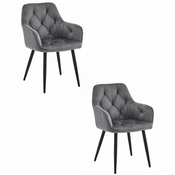 Leobert Židle JORK - tmavě šedý samet / černé nohy x 2